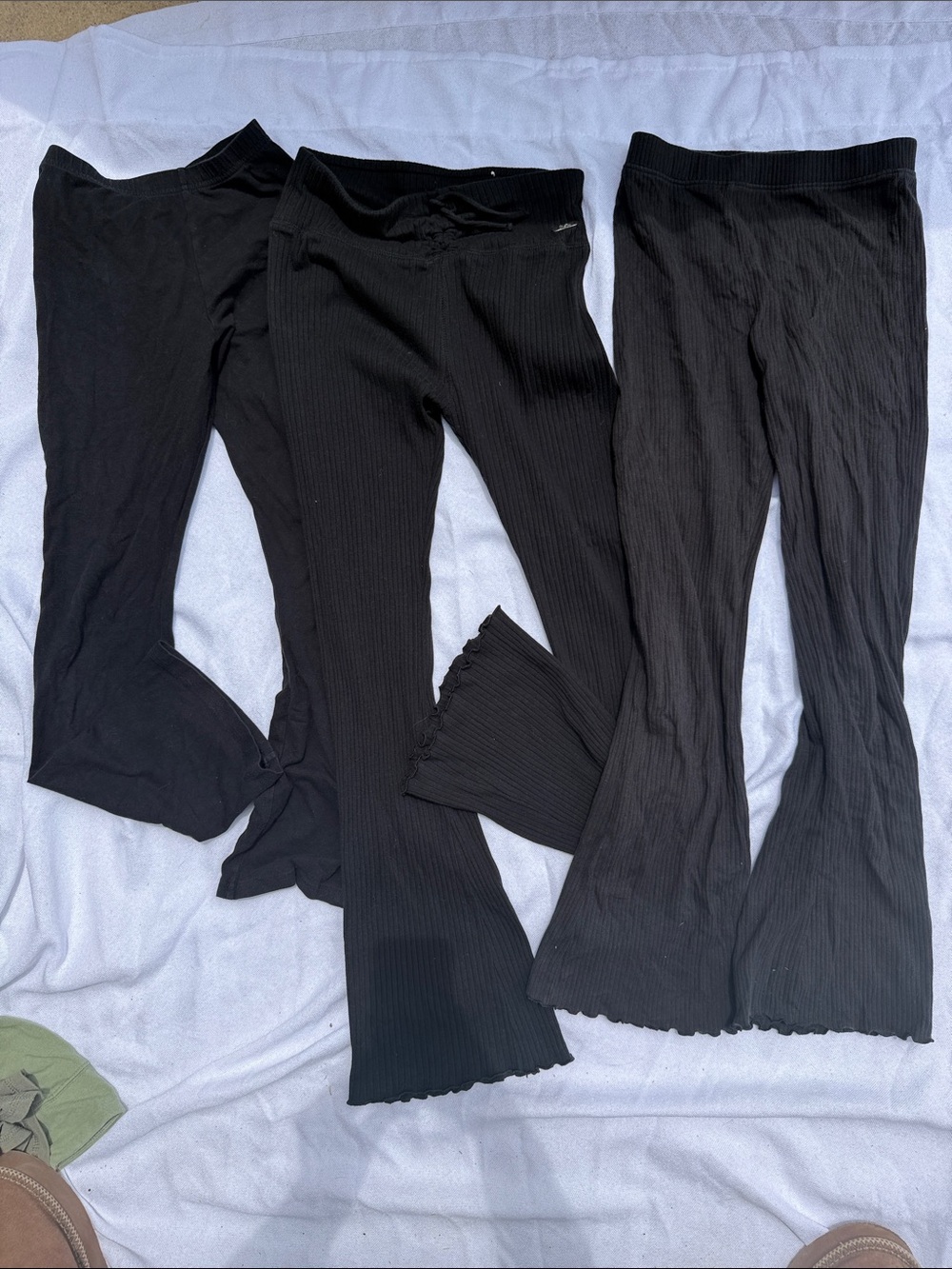 Old Navy Black Ribbed Flare Leggings Trio